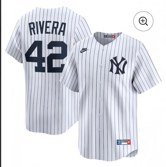 Men 2025 New York Yankees #42 Rivera white MLB Nike jersey(1)